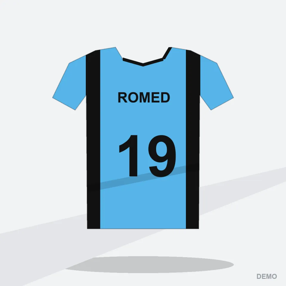 Camiseta de Vóley VX-202 Celeste Ola — espalda con nombre y número