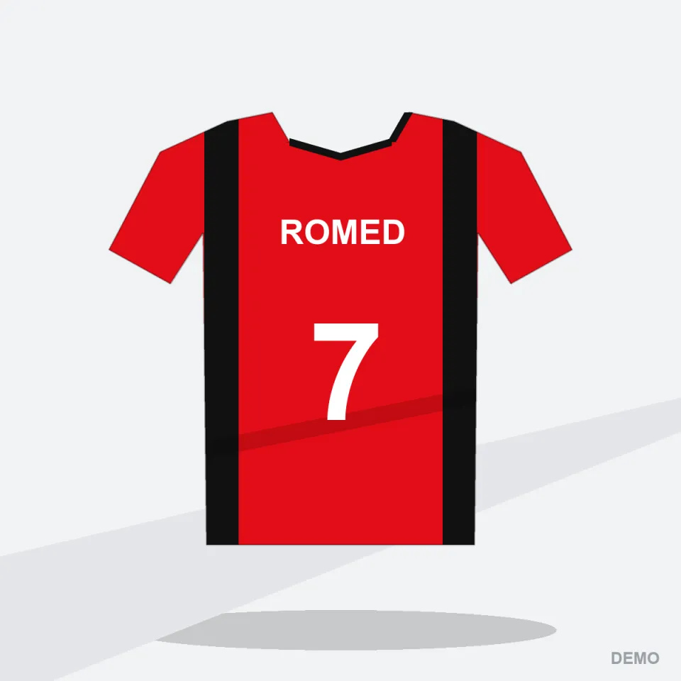 Camiseta de Fútbol RX-101 Rojo y Negro — espalda con nombre y número